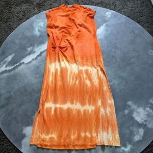 Free People Tie Dye Cotton Midi Dress with Slit